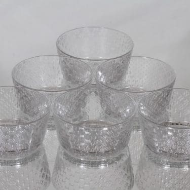 Nuutajärvi Tundra annoskulhot, kirkas, 6 kpl, suunnittelija Oiva Toikka,