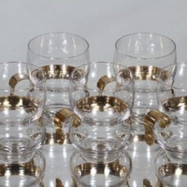 Iittala Paula teelasit, 20 cl, 5 kpl, suunnittelija Jorma Vennola, 20 cl, metallikahva