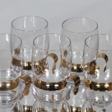 Iittala Paula teelasit, 30 cl, 5 kpl, suunnittelija Jorma Vennola, 30 cl, metallikahva