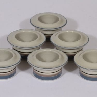 Arabia Uhtua munakupit, 6 kpl, suunnittelija Inkeri Leivo, raitakoriste