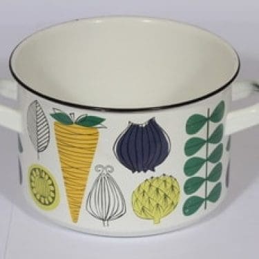 Finel Vegeta kattila, valkoinen, suunnittelija Esteri Tomula, suuri, serikuva, vihannesaihe