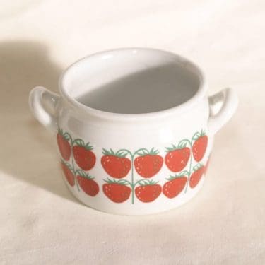 Arabia Pomona voiruukku, mansikka, suunnittelija Raija Uosikkinen, mansikka