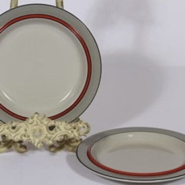 Arabia Aslak lautaset, oranssi, 2 kpl, suunnittelija Inkeri Leivo, pieni, raitakoriste