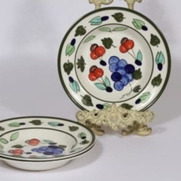 Arabia Palermo lautaset, syvä, 3 kpl, suunnittelija Dorrit von Fieandt, syvä, käsinmaalattu, signeerattu