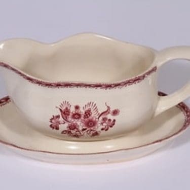 Arabia Suomen kukka kastikekaadin, punainen, suunnittelija , kuparipainokoriste, kukka-aihe