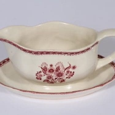 Arabia Suomen kukka kastikekaadin, punainen, suunnittelija , kuparipainokoriste, kukka-aihe