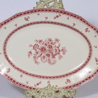 Arabia Suomen kukka vati, punainen, suunnittelija , soikea, kuparipainokoriste, kukka-aihe