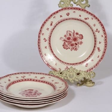 Arabia Suomen kukka lautaset, syvä, 6 kpl, suunnittelija , syvä, kuparipainokoriste, kukka-aihe