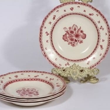 Arabia Suomen kukka lautaset, syvä, 5 kpl, suunnittelija , syvä, kuparipainokoriste, kukka-aihe