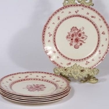 Arabia Suomen kukka lautaset, matala, 6 kpl, suunnittelija , matala, kuparipainokoriste, kukka-aihe