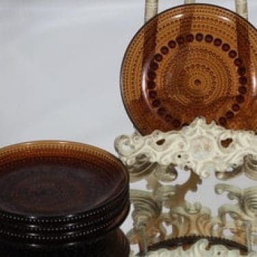 Nuutajärvi Kastehelmi lautaset, ruskea, 5 kpl, suunnittelija Oiva Toikka, pieni