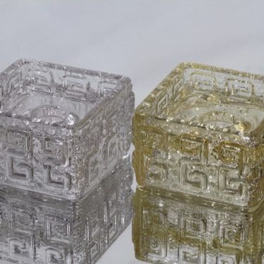 Riihimäen lasi Taalari kynttilänjalat, kirkas|hunaja, 2 kpl, suunnittelija Tamara Aladin,