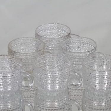 Nuutajärvi Kastehelmi kupit, kirkas, 6 kpl, suunnittelija Oiva Toikka,