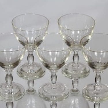 Riihimäen lasi Thyla lasit, kirkas, 5 kpl, suunnittelija Tyra Lundgren,