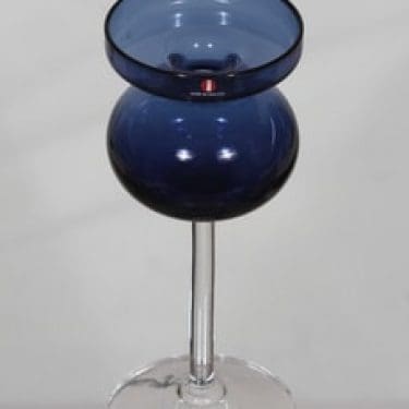 Iittala 2660 kynttilänjalka, sininen, suunnittelija Erkki Vesanto,