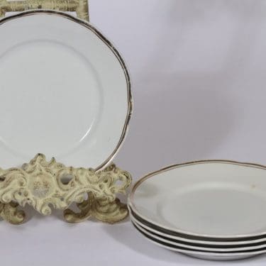 Arabia kultakoriste lautaset, 5 kpl, suunnittelija , pieni, raitakoriste