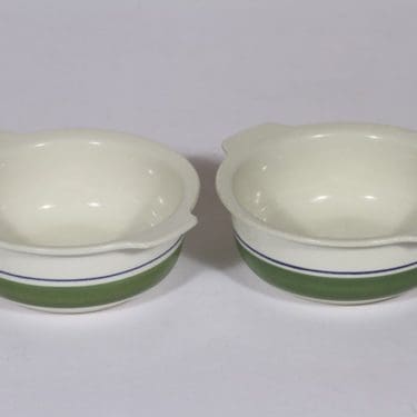 Arabia Krokus annoskulhot, vihreä, 2 kpl, suunnittelija Esteri Tomula, serikuva, raitakoriste