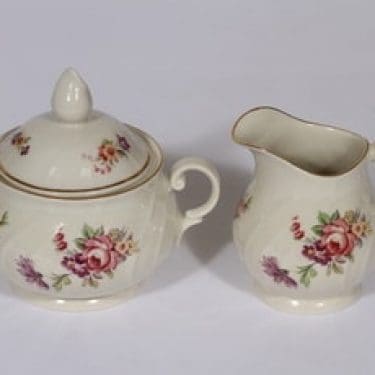 Arabia kukkakuvio sokerikko ja kermakko, suunnittelija , siirtokuva, kukka-aihe