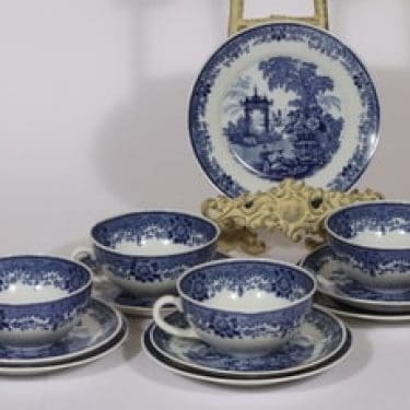 Arabia Canton teekupit, sininen, 4 kpl, suunnittelija , kuparipainokoriste