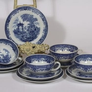 Arabia Canton teekupit, sininen, 4 kpl, suunnittelija , kuparipainokoriste