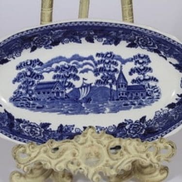 Arabia Maisema sillivati, sininen, suunnittelija , soikea, kuparipainokoriste