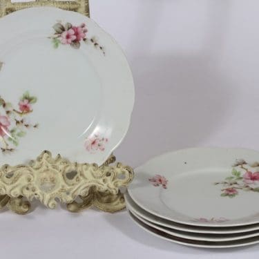 Arabia lautaset, 5 kpl, suunnittelija , pieni, siirtokuva, kukka-aihe