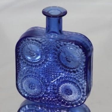 Riihimäen lasi Grapponia koristepullo, sininen, suunnittelija Nanny Still,