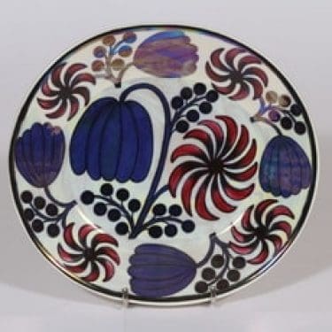 Arabia BK koristelautanen, signeerattu, suunnittelija Birger Kaipiainen, signeerattu, pieni, serikuva, lysteri