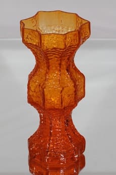 Riihimäen lasi Fenomena maljakko, oranssi, suunnittelija Nanny Still, suuri, retro