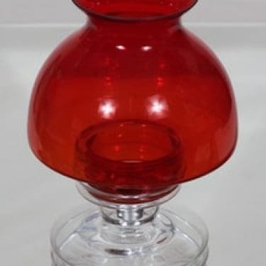 Riihimäen lasi Apollo kynttilälyhty, punainen, suunnittelija Nanny Still,