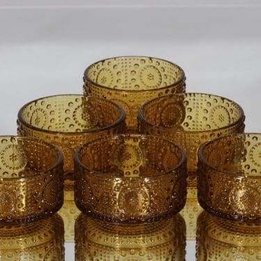 Riihimäen lasi Grapponia annoskulho, ruskea, 6 kpl, suunnittelija Nanny Still,