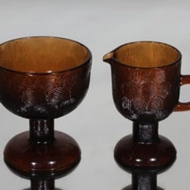 Nuutajärvi Miranda sokerikko ja kermakko, ruskea, suunnittelija Heikki Orvola,