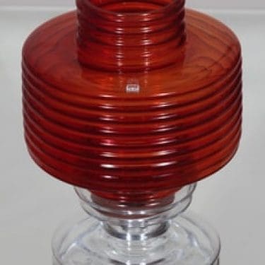 Riihimäen lasi Apollo kynttilälyhty, rubiininpunainen, suunnittelija Nanny Still,