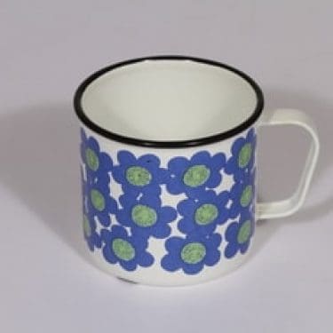 Finel Sinivuokko muki, 35 cl, suunnittelija Esteri Tomula, 35 cl, serikuva, retro