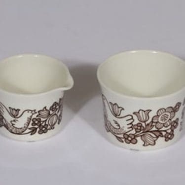 Arabia Sirkku sokerikko ja kermakko, suunnittelija Esteri Tomula, serikuva