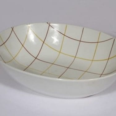 Arabia Verkko kulho, suunnittelija Raija Uosikkinen, suuri, soikea, viivakoriste