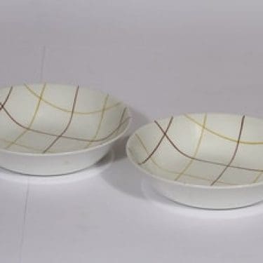 Arabia Verkko lautaset, syvä, 2 kpl, suunnittelija Raija Uosikkinen, syvä, viivakoriste