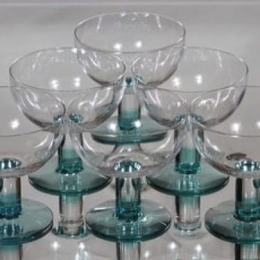 Nuutajärvi Mondo annoskulhot, vihreä|kirkas, 6 kpl, suunnittelija Kerttu Nurminen,