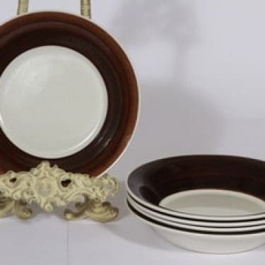 Arabia Inari lautaset, syvä, 5 kpl, suunnittelija Göran Bäck, syvä