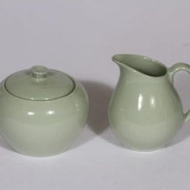 Arabia Sointu sokerikko ja kermakko, vaaleanvihreä, suunnittelija Kaj Franck,