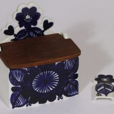 Arabia Köökki suola-astia ja kauha, käsinmaalattu, suunnittelija Gunvor Olin-Grönqvist, käsinmaalattu, signeerattu