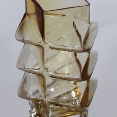 Riihimäen lasi Pablo maljakko, amber, suunnittelija Erkkitapio Siiroinen,