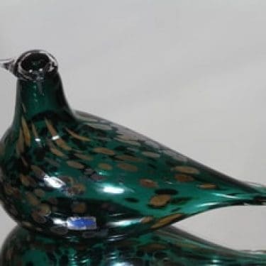 Nuutajärvi koristelintu, Pekkasiini, suunnittelija Oiva Toikka, Pekkasiini, signeerattu