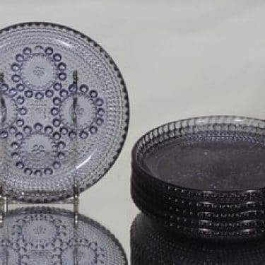 Riihimäen lasi Grapponia lautaset, siniharmaa, 6 kpl, suunnittelija Nanny Still, pieni