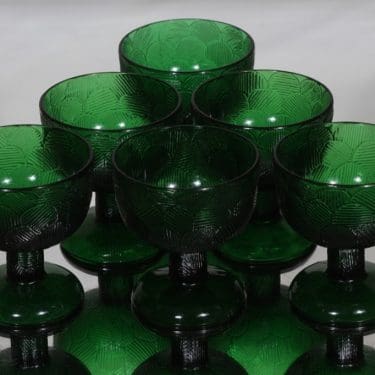 Nuutajärvi Miranda annoskulhot, vihreä, 6 kpl, suunnittelija Heikki Orvola,