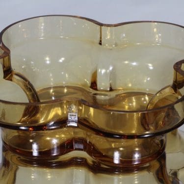 Riihimäen lasi Onnenlehti maljakko, matala, suunnittelija Helena Tynell, matala, suuri