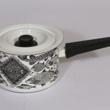 Finel Neptun kasari, valkoinen, suunnittelija Esteri Tomula, serikuva, retro