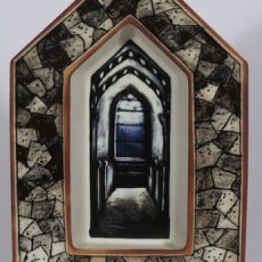 Arabia seinälampetti, signeerattu, suunnittelija Heljä Liukko-Sundström, signeerattu, serikuva