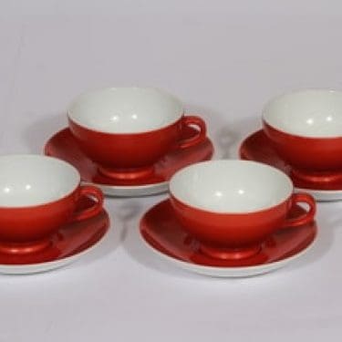 Arabia Punahilkka kahvikupit, värilasite, 4 kpl, suunnittelija , värilasite