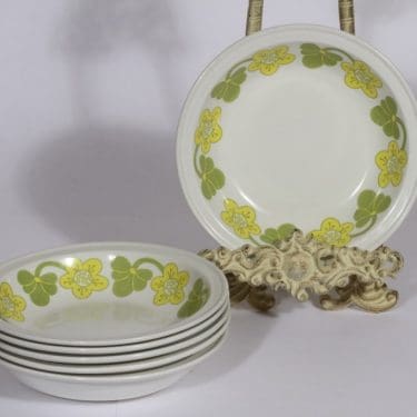 Arabia Sanna lautaset, syvä, 6 kpl, suunnittelija , syvä, serikuva, retro